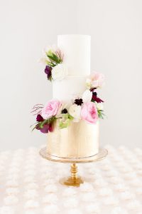 A pink wedding cake