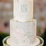 The bride and groom monogram on a gorgeous cake